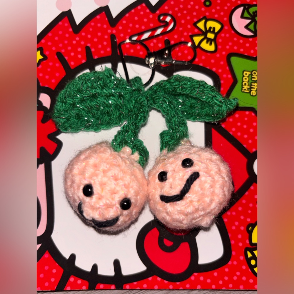 Crochet Cherry Keychan